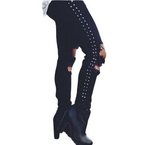 LF Carmar Distressed Studded Black Skinny Jeans 26